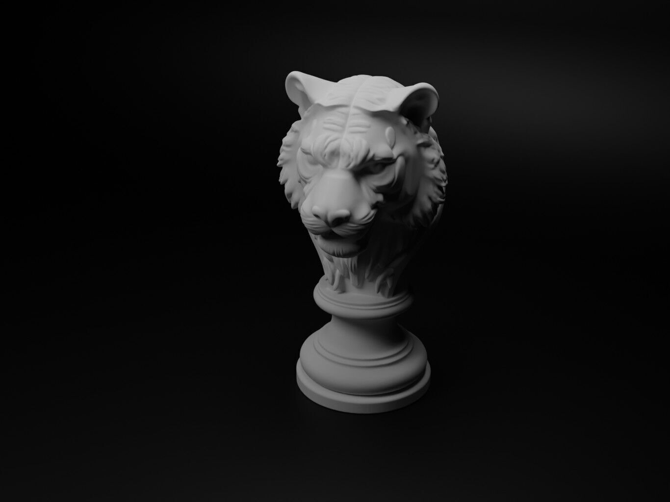 Bengal Tiger Animal Bust Chess 3D print model_1