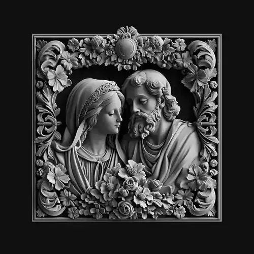 Sacred Love Holy Couple in Floral Harmony