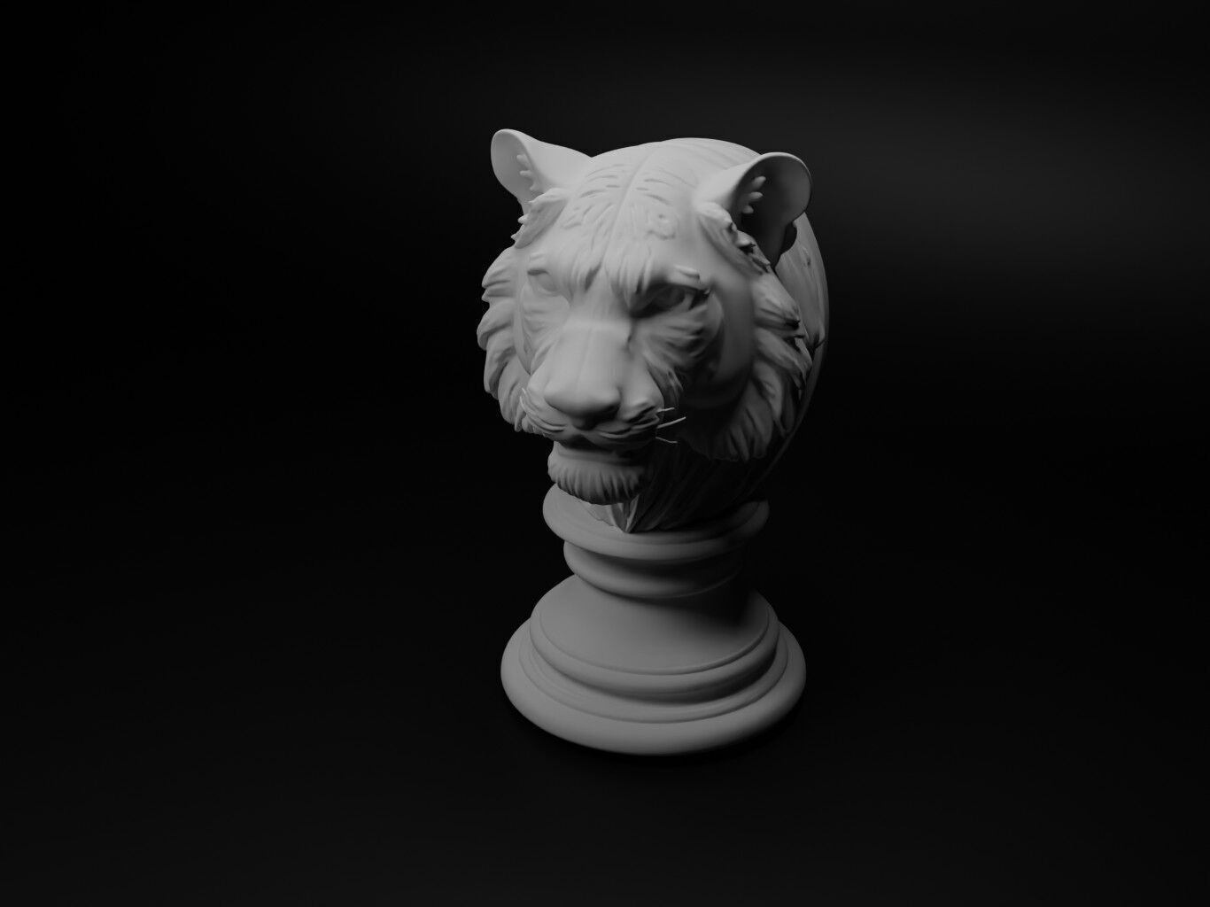 Bengal Tiger Animal Bust Chess 3D print model_1