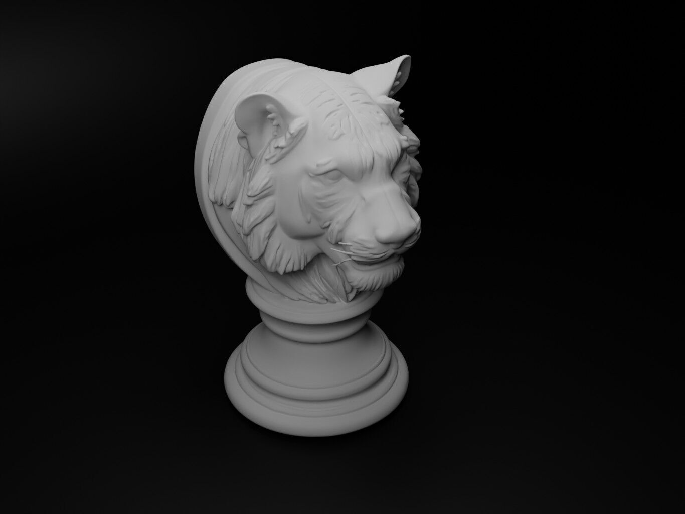 Bengal Tiger Animal Bust Chess 3D print model_2