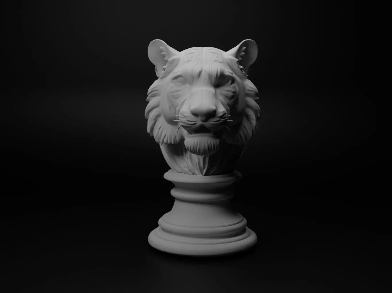 Bengal Tiger Animal Bust Chess 3D print model_0