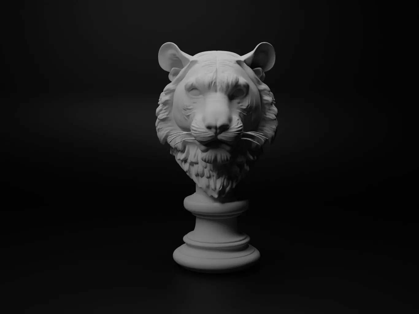 Bengal Tiger Animal Bust Chess 3D print model_0