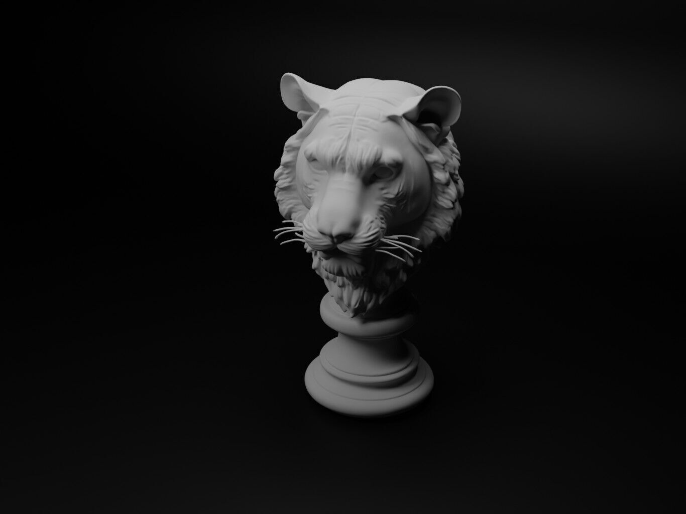Bengal Tiger Animal Bust Chess 3D print model_1