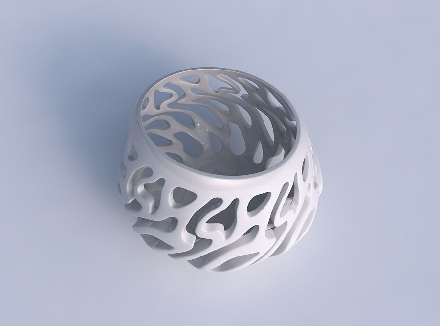 Bowl wide high with twisted smooth cuts long top 3D print model_1