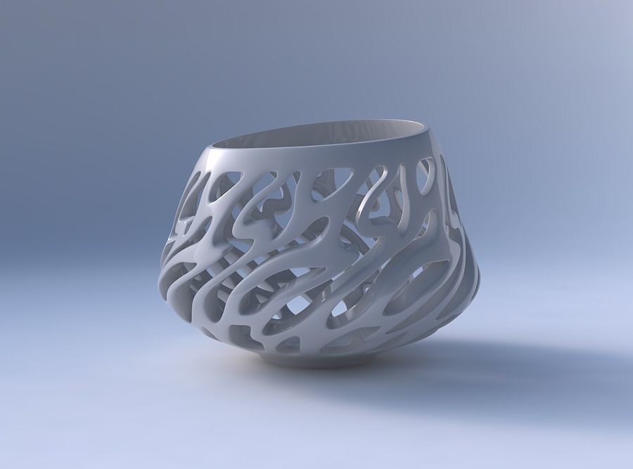 Bowl wide high with twisted smooth cuts long top 3D print model_4