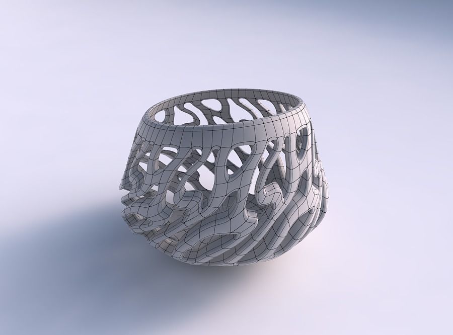 Bowl wide high with twisted smooth cuts long top 3D print model_5