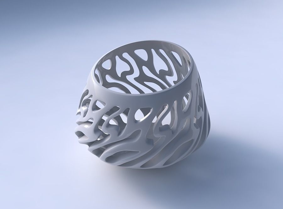 Bowl wide high with twisted smooth cuts long top 3D print model_3