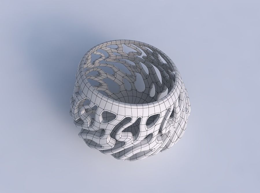 Bowl wide high with twisted smooth cuts long top 3D print model_6