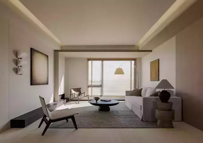 Wabi-sabi living and dining room