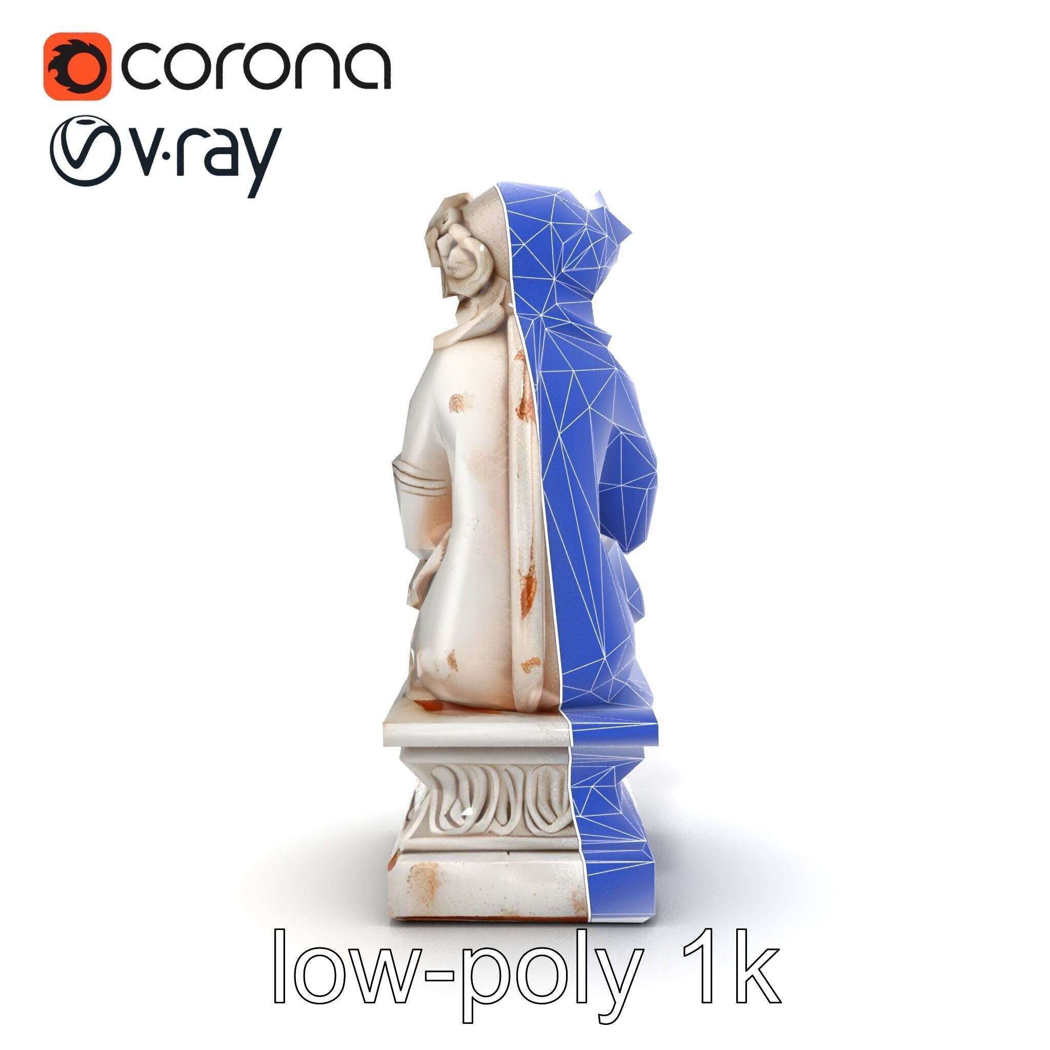 Ancient Ornate Statuette Sculpture model pack Low-poly 3D model_29