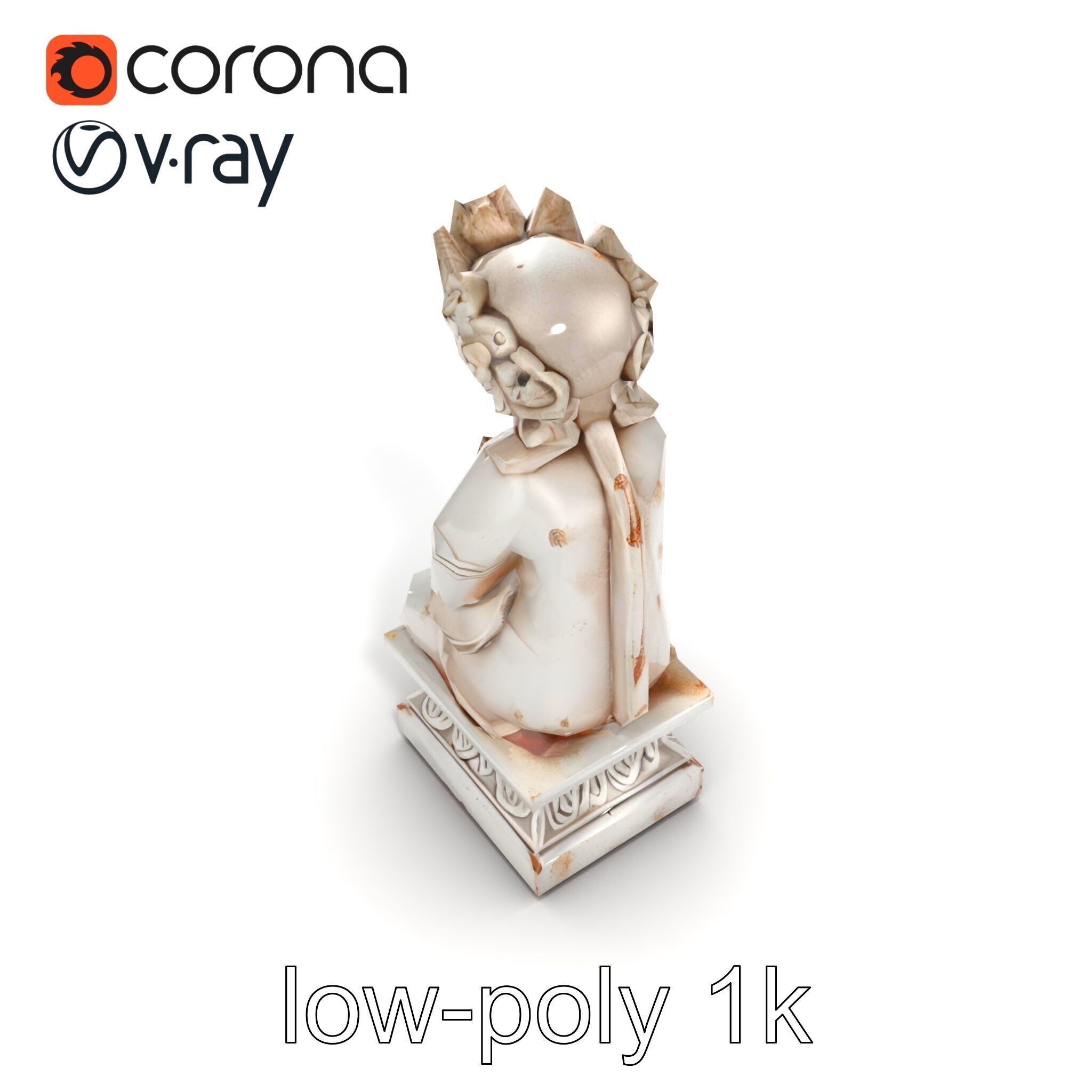 Ancient Ornate Statuette Sculpture model pack Low-poly 3D model_13