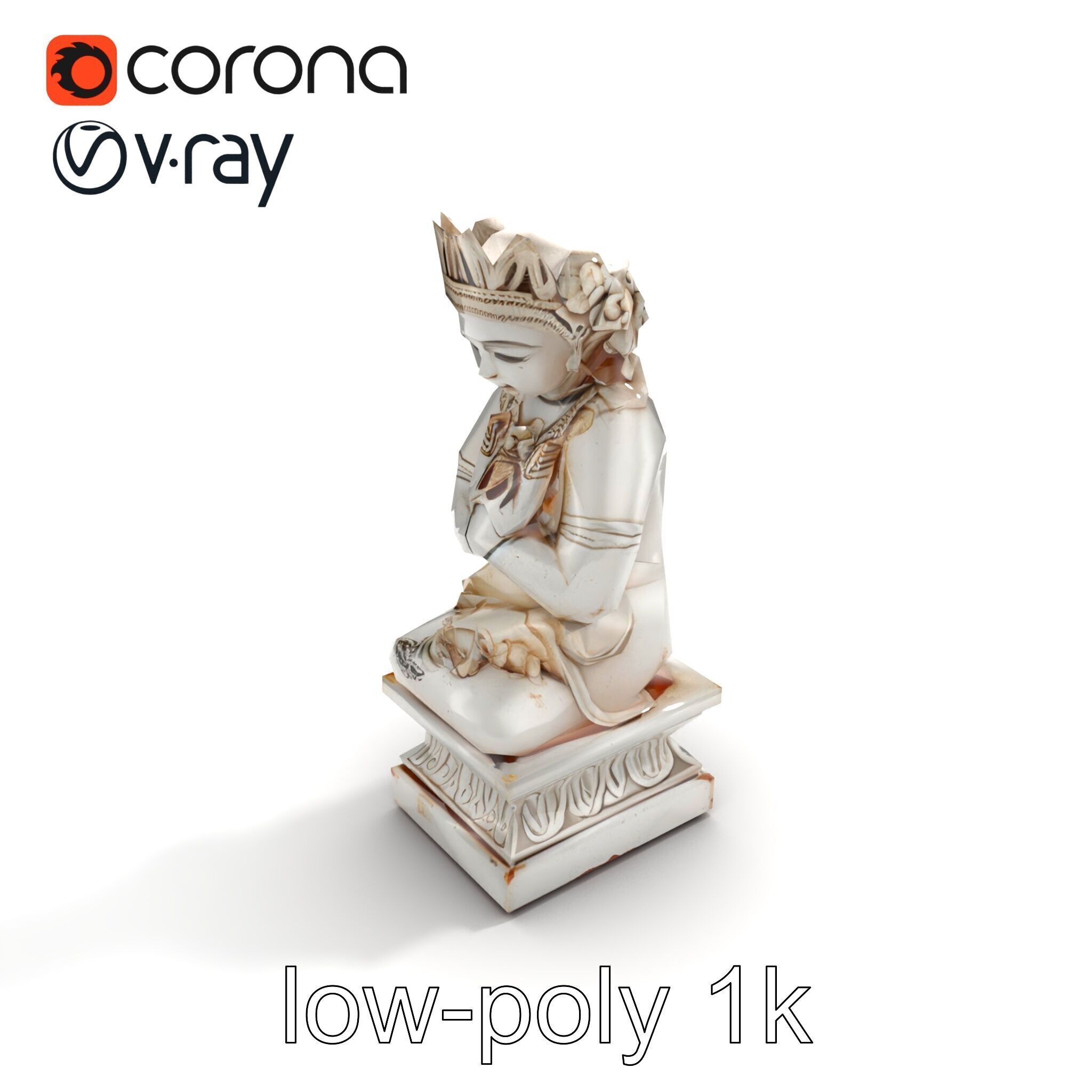 Ancient Ornate Statuette Sculpture model pack Low-poly 3D model_9