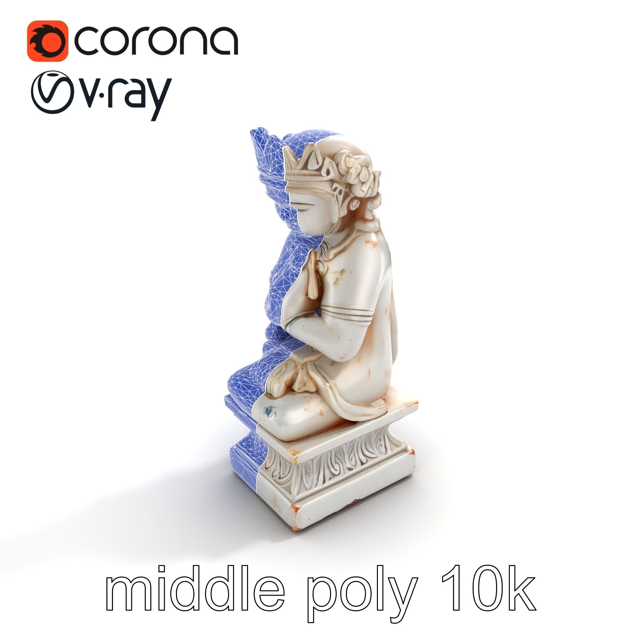Ancient Ornate Statuette Sculpture model pack Low-poly 3D model_14