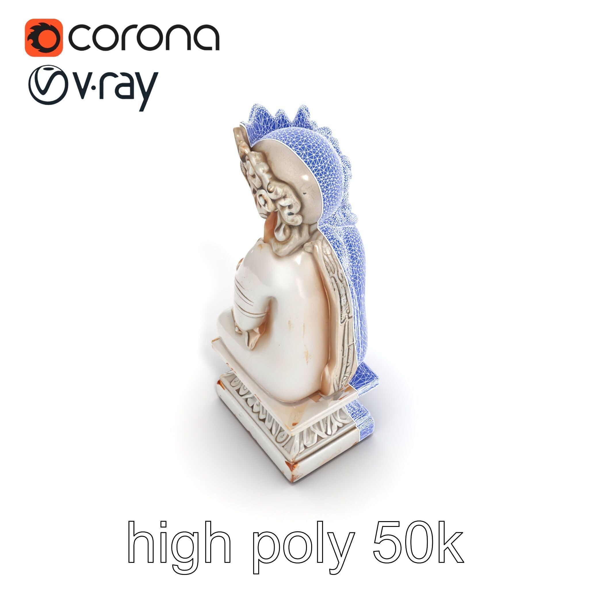 Ancient Ornate Statuette Sculpture model pack Low-poly 3D model_12