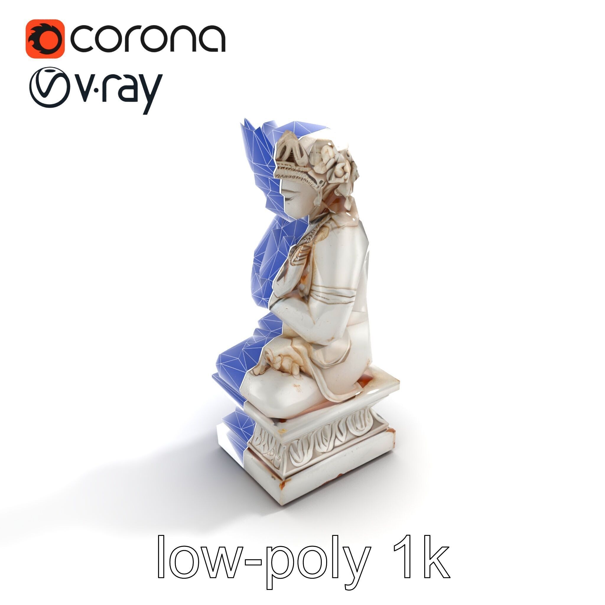 Ancient Ornate Statuette Sculpture model pack Low-poly 3D model_27