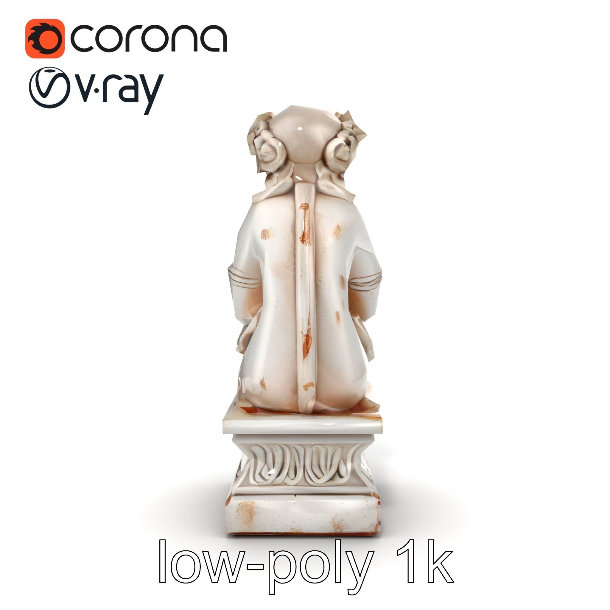 Ancient Ornate Statuette Sculpture model pack Low-poly 3D model_25