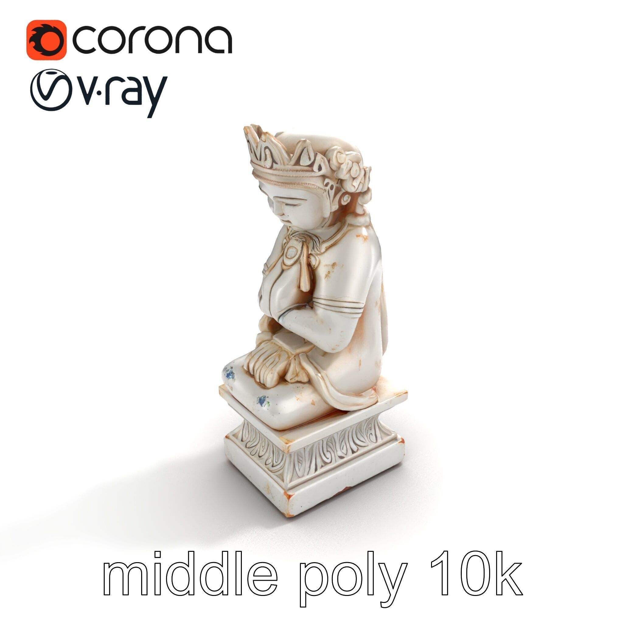 Ancient Ornate Statuette Sculpture model pack Low-poly 3D model_8