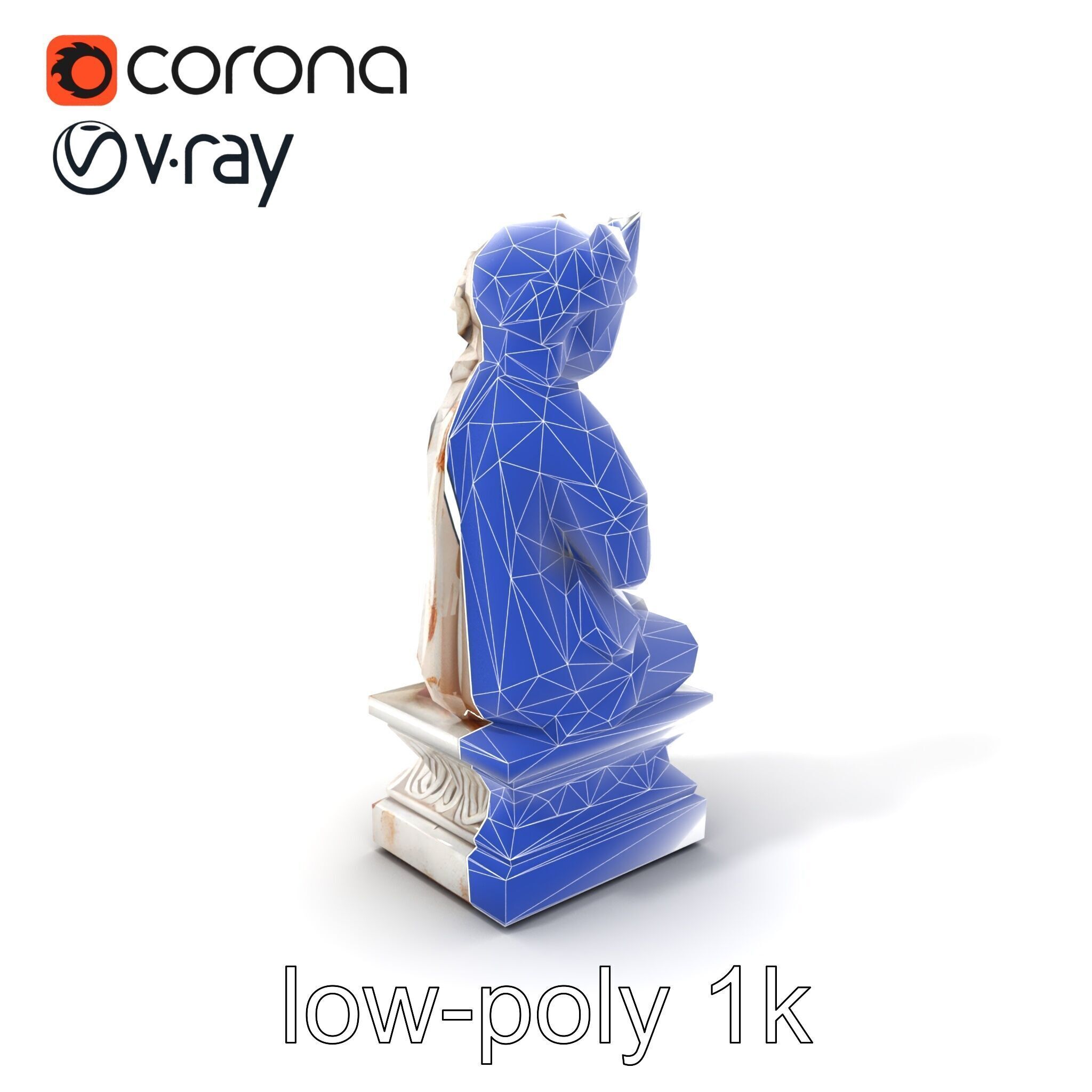Ancient Ornate Statuette Sculpture model pack Low-poly 3D model_7
