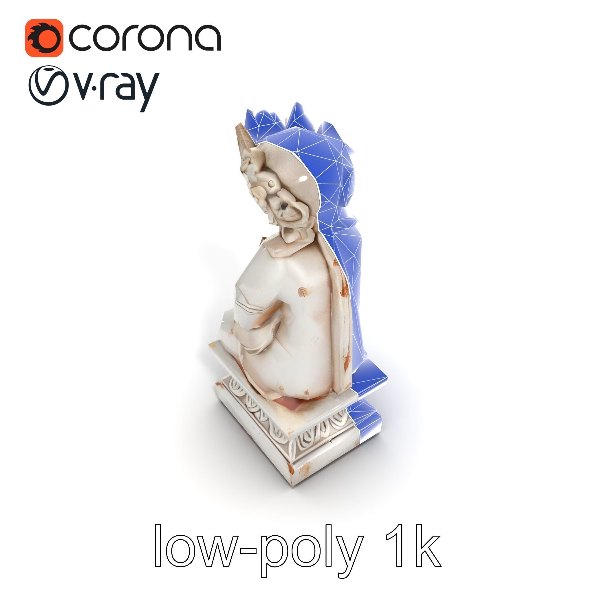 Ancient Ornate Statuette Sculpture model pack Low-poly 3D model_19