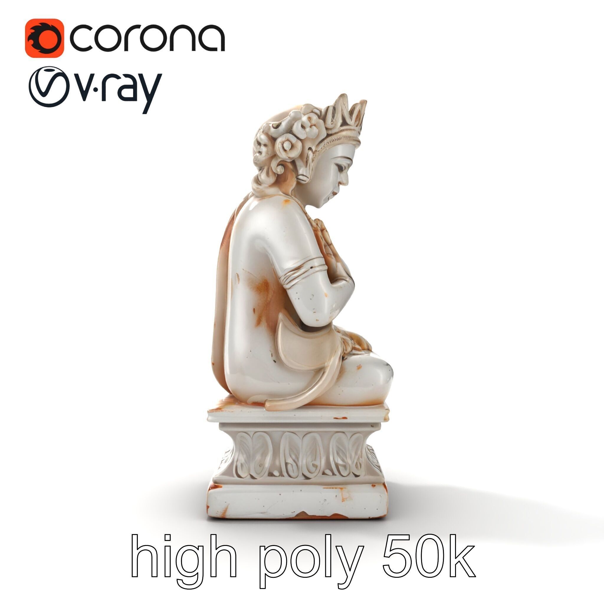 Ancient Ornate Statuette Sculpture model pack Low-poly 3D model_30