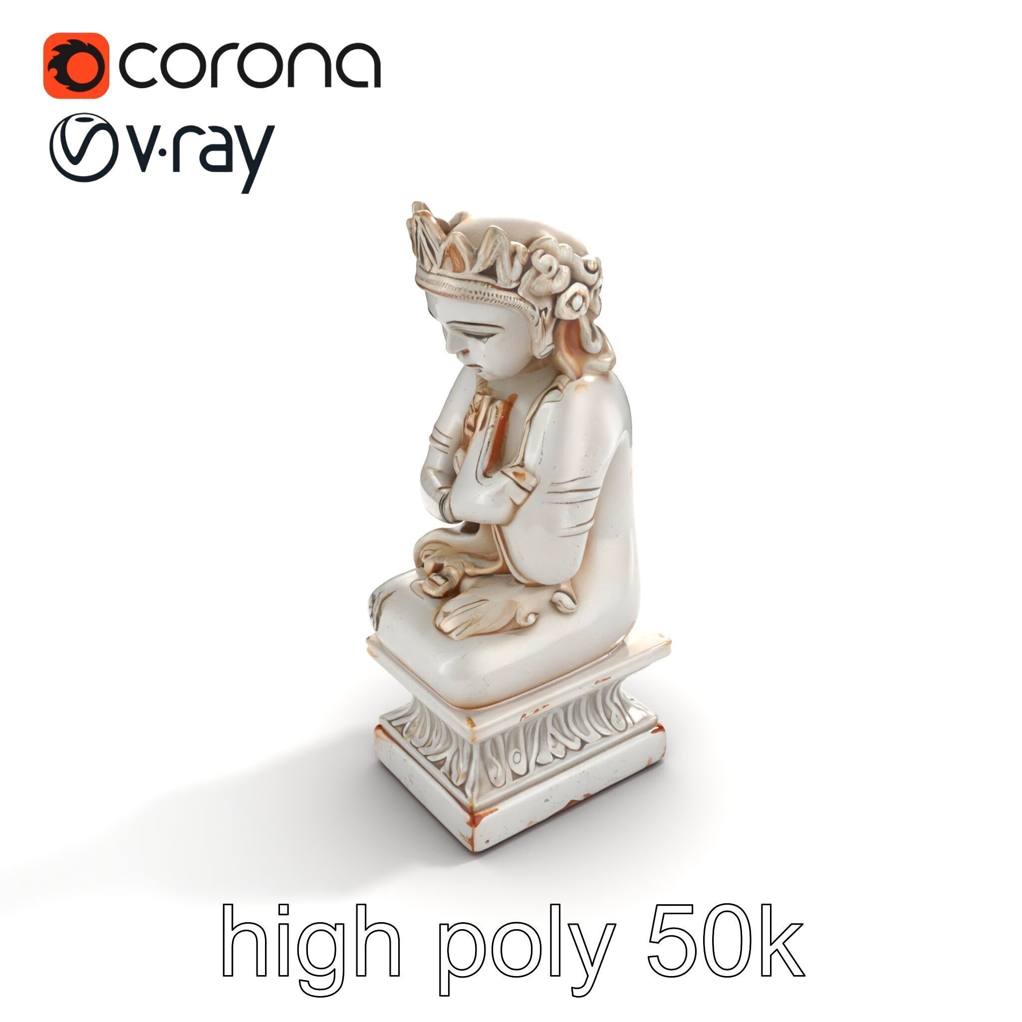 Ancient Ornate Statuette Sculpture model pack Low-poly 3D model_11