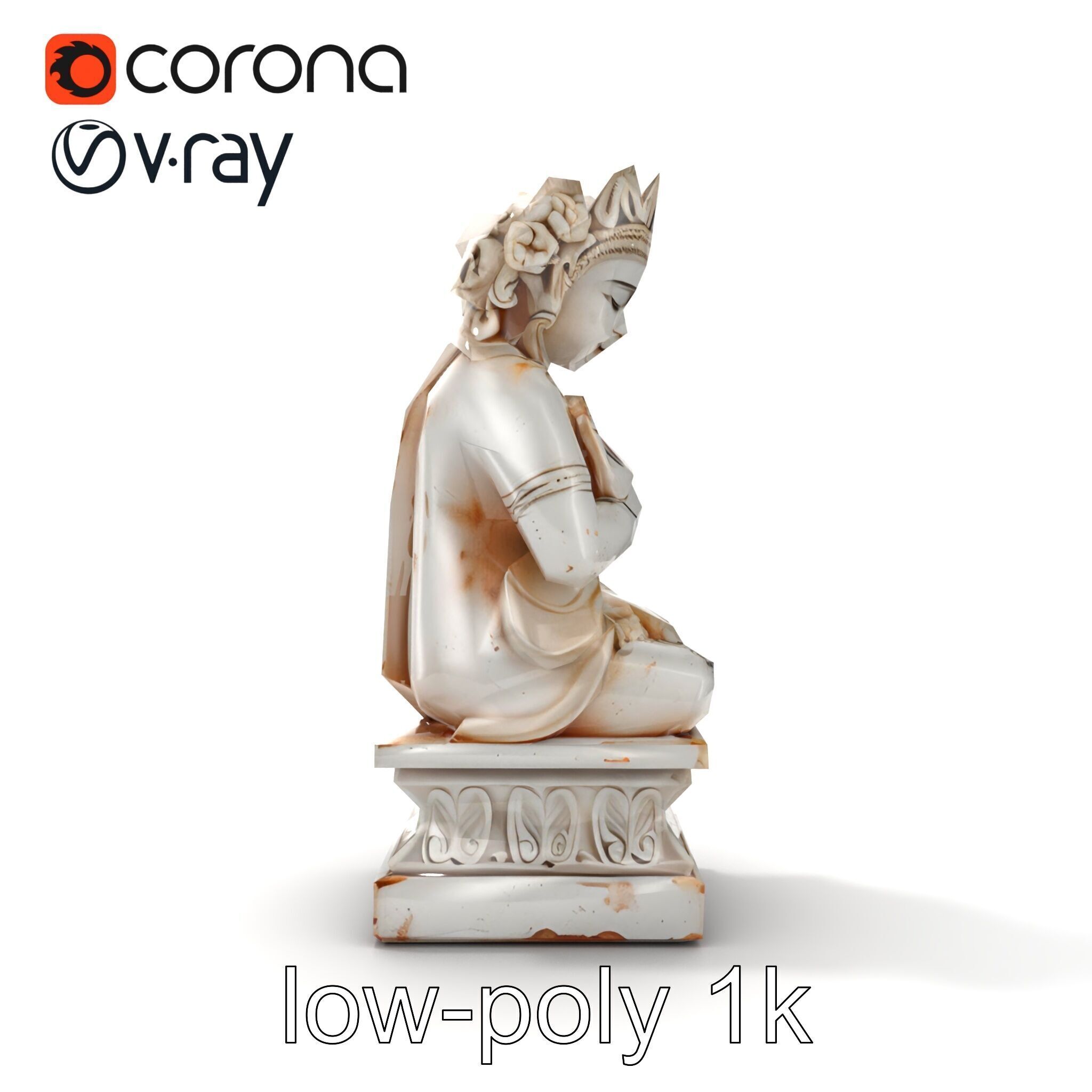 Ancient Ornate Statuette Sculpture model pack Low-poly 3D model_32