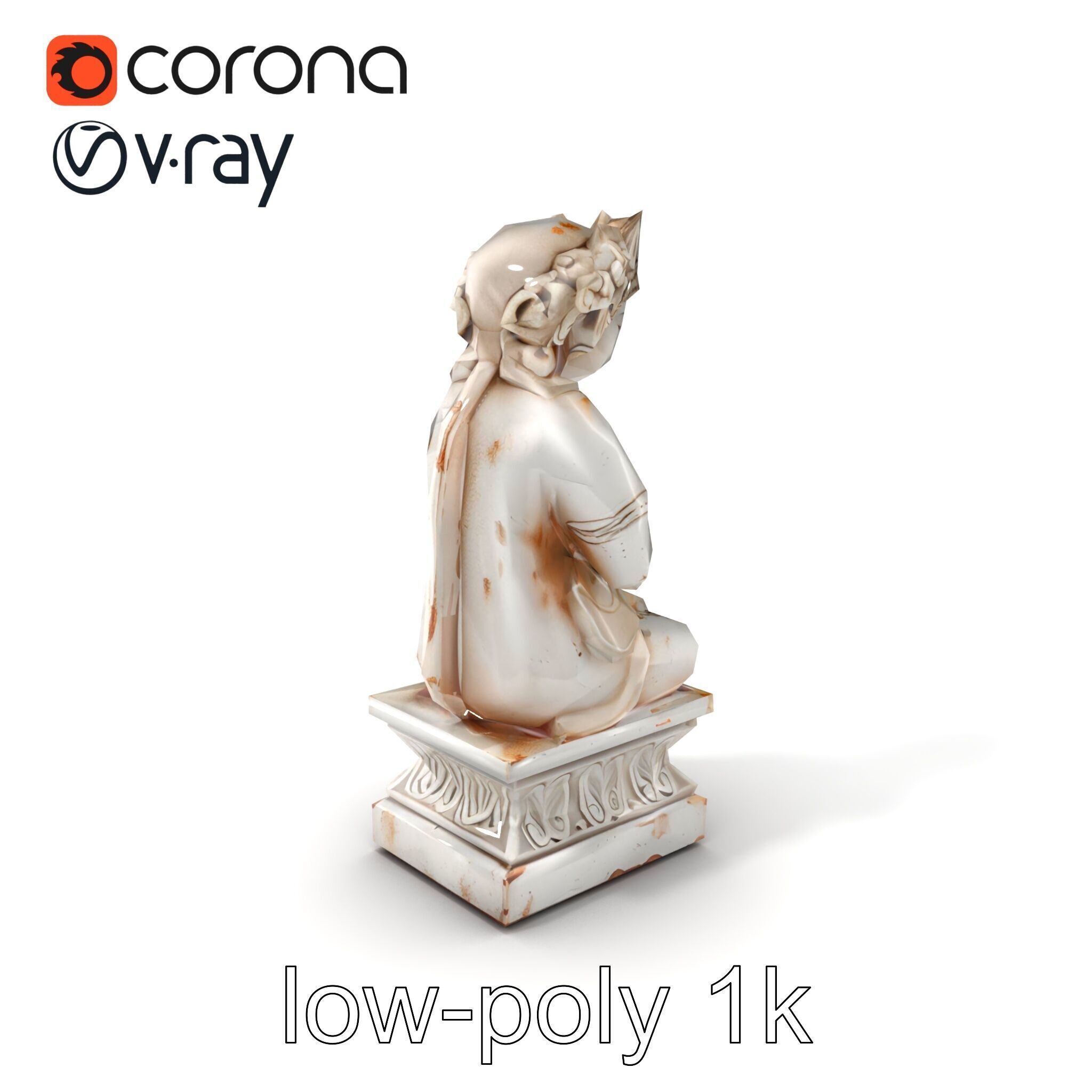 Ancient Ornate Statuette Sculpture model pack Low-poly 3D model_5