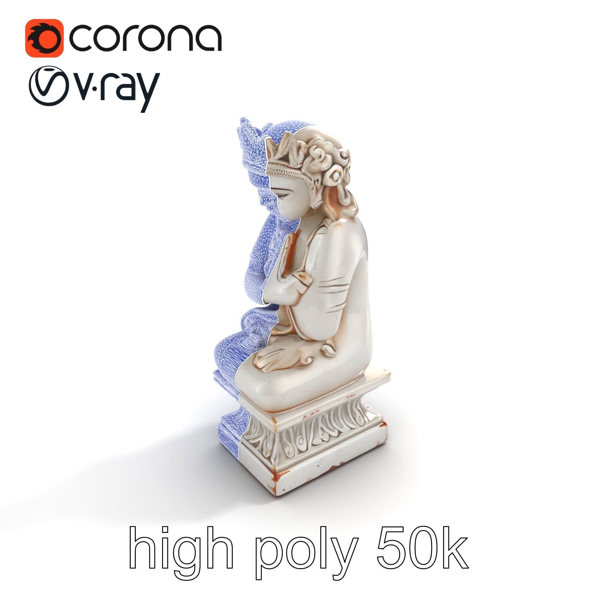 Ancient Ornate Statuette Sculpture model pack Low-poly 3D model_23
