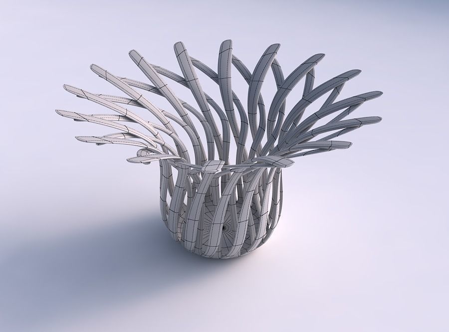 Bowl wide cylindrical with twisted sharp muscle structure wid... 3D print model_5