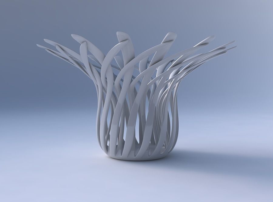 Bowl wide cylindrical with twisted sharp muscle structure wid... 3D print model_4