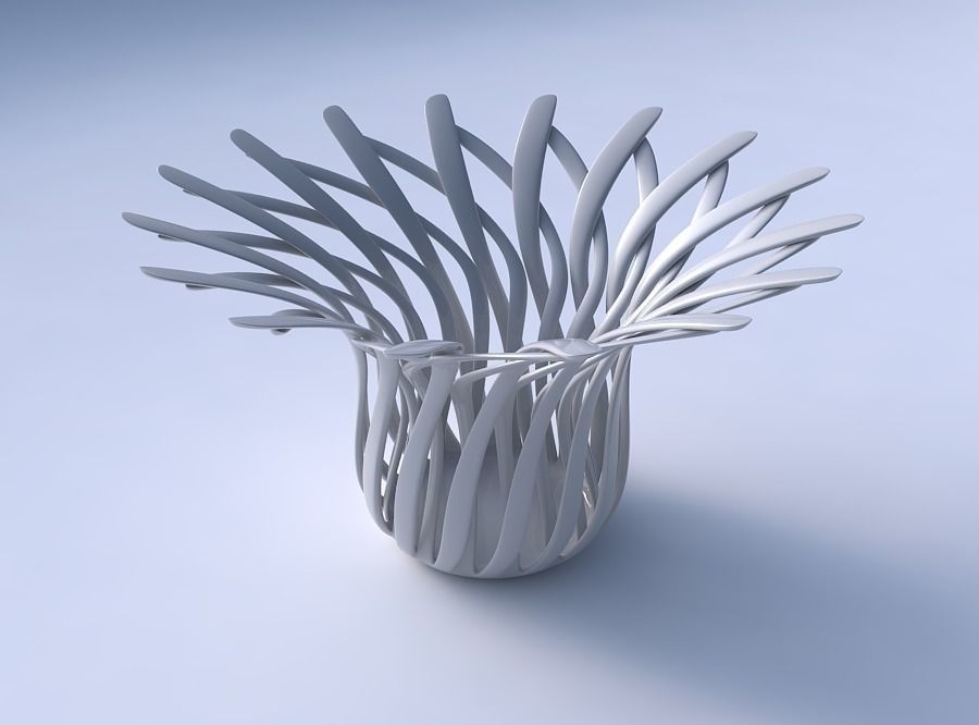 Bowl wide cylindrical with twisted sharp muscle structure wid... 3D print model_3