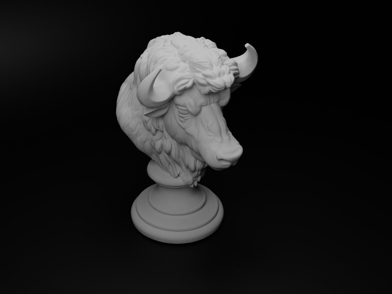 Bison Animal Bust Chess 3D print model_2