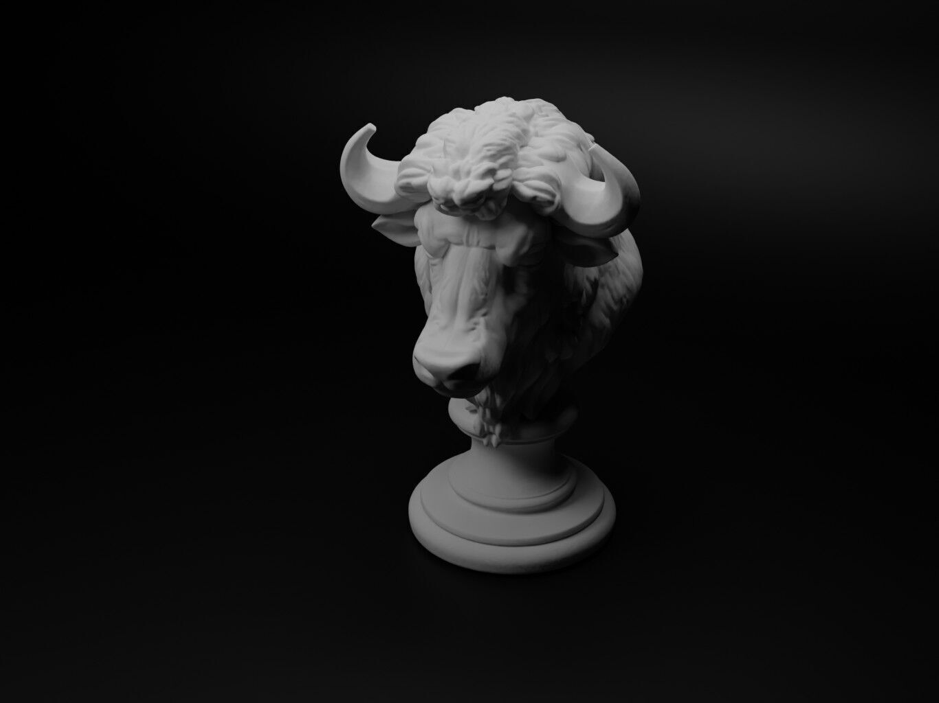 Bison Animal Bust Chess 3D print model_1