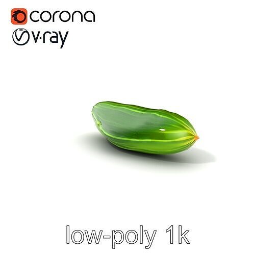 Realistic Green Cucumber model pack Low-poly 3D model 5