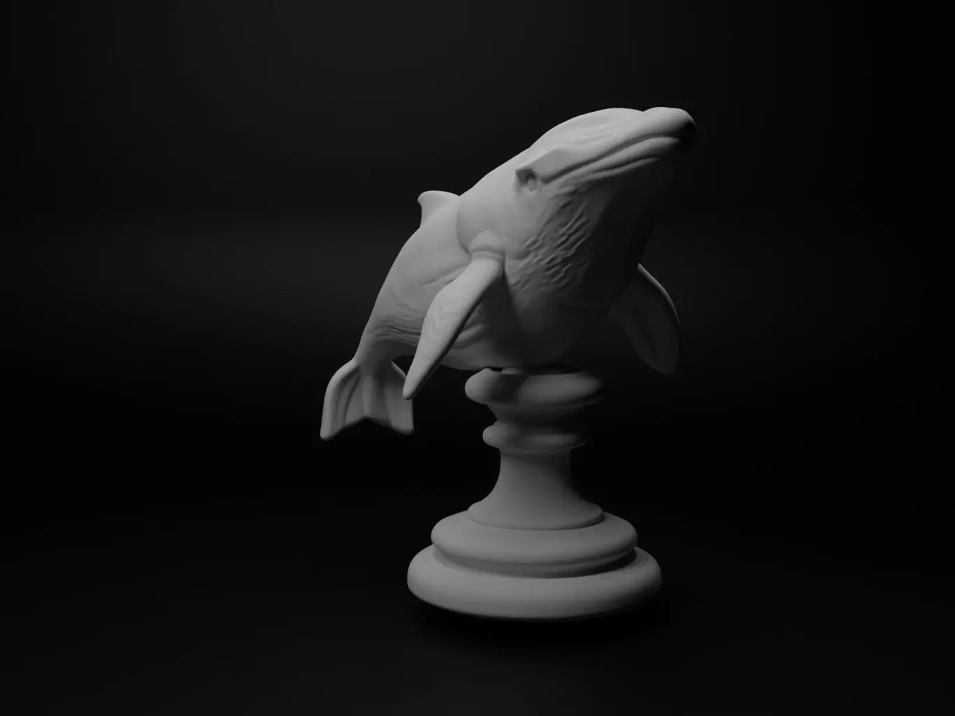 Blue Whale Animal Bust Chess 3D print model_0
