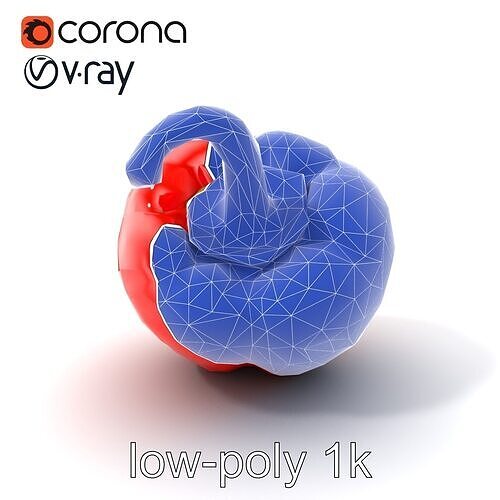 Red Bell Pepper Glossy Sculpture model pack Low-poly 3D model 7