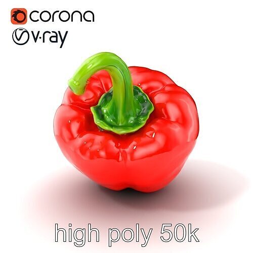 Red Bell Pepper Glossy Sculpture model pack Low-poly 3D model 2