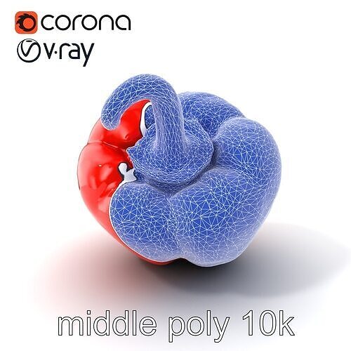 Red Bell Pepper Glossy Sculpture model pack Low-poly 3D model 6