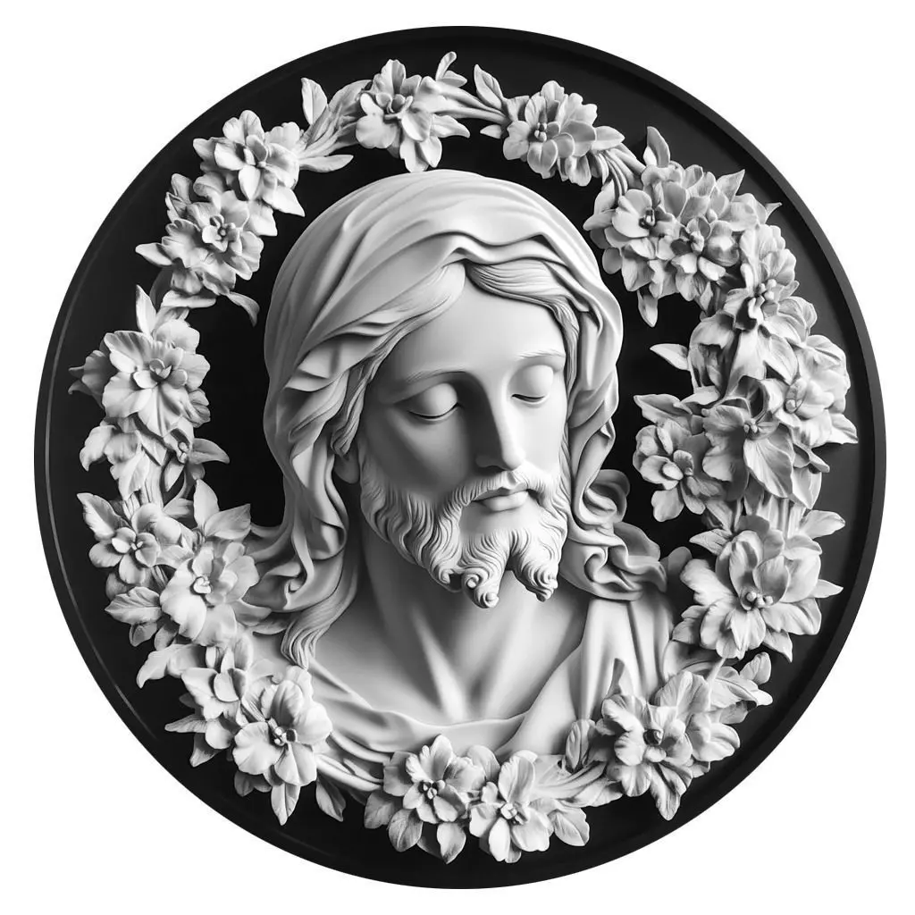 Jesus Christ in Floral Serenity 3D print model_0
