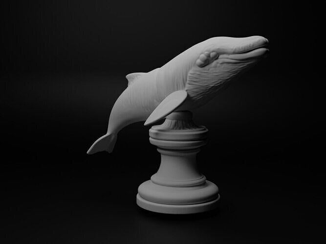 Blue Whale Animal Bust Chess 3D print model