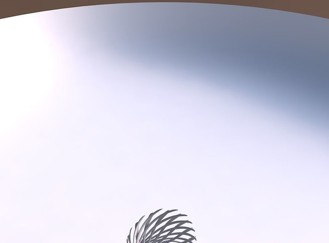 Bowl wide cylindrical with twisted sharp muscle structure twisted and streched top