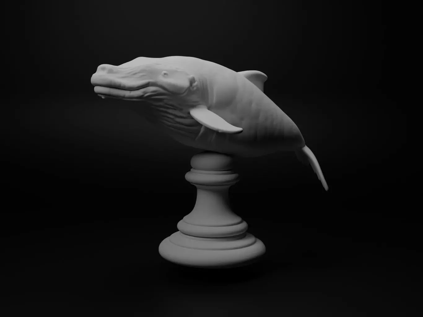 Blue Whale Animal Bust Chess 3D print model_0