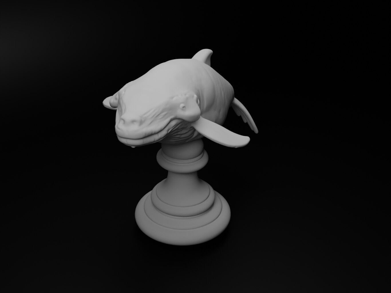 Blue Whale Animal Bust Chess 3D print model_2