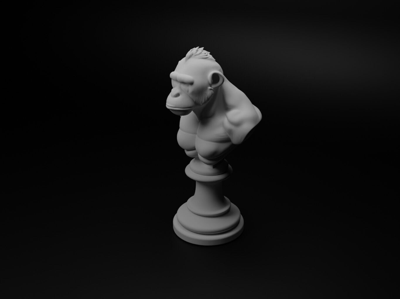 Bonobo Animal Bust Chess 3D print model_1
