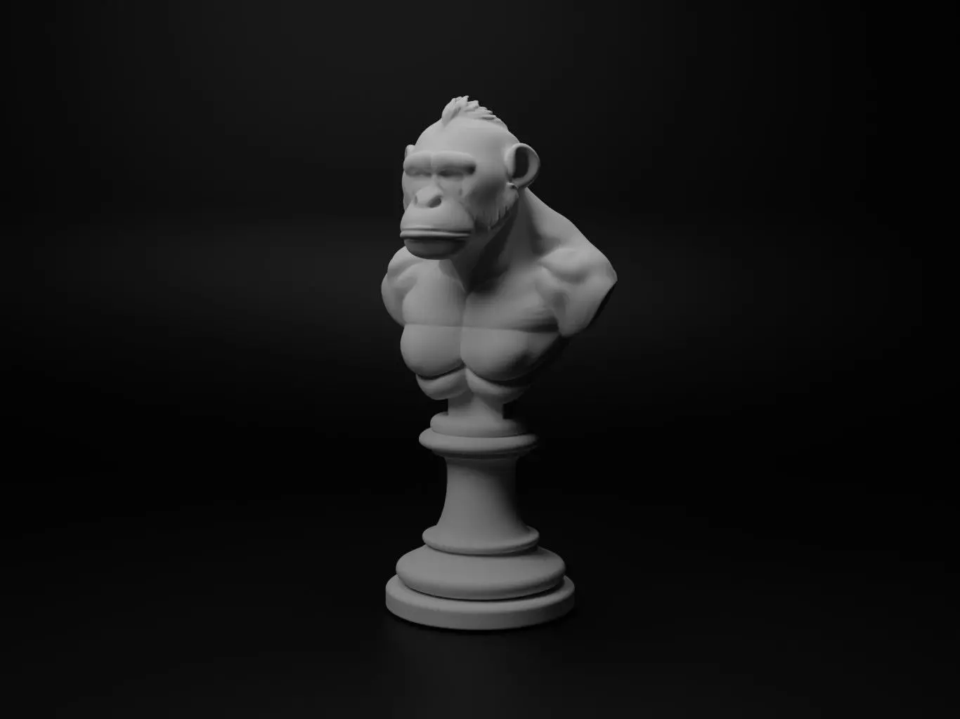 Bonobo Animal Bust Chess 3D print model_0