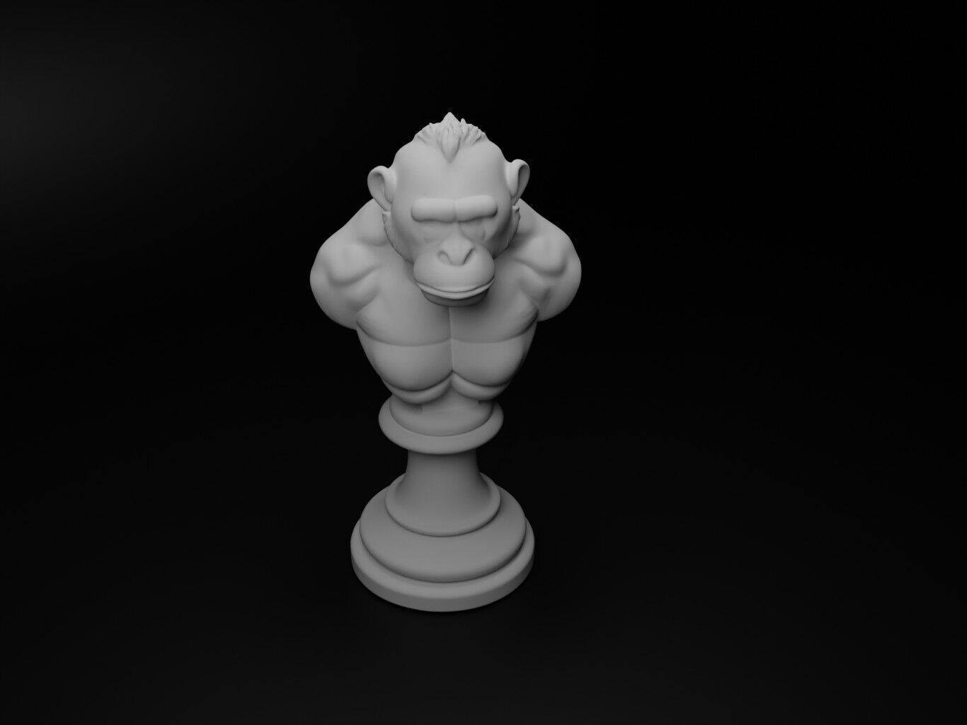 Bonobo Animal Bust Chess 3D print model_2