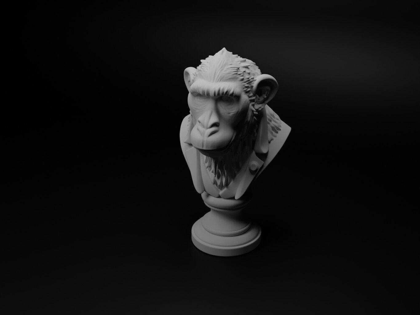 Bonobo Animal Bust Chess 3D print model_1