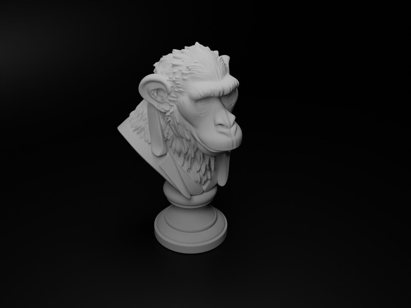 Bonobo Animal Bust Chess 3D print model_2