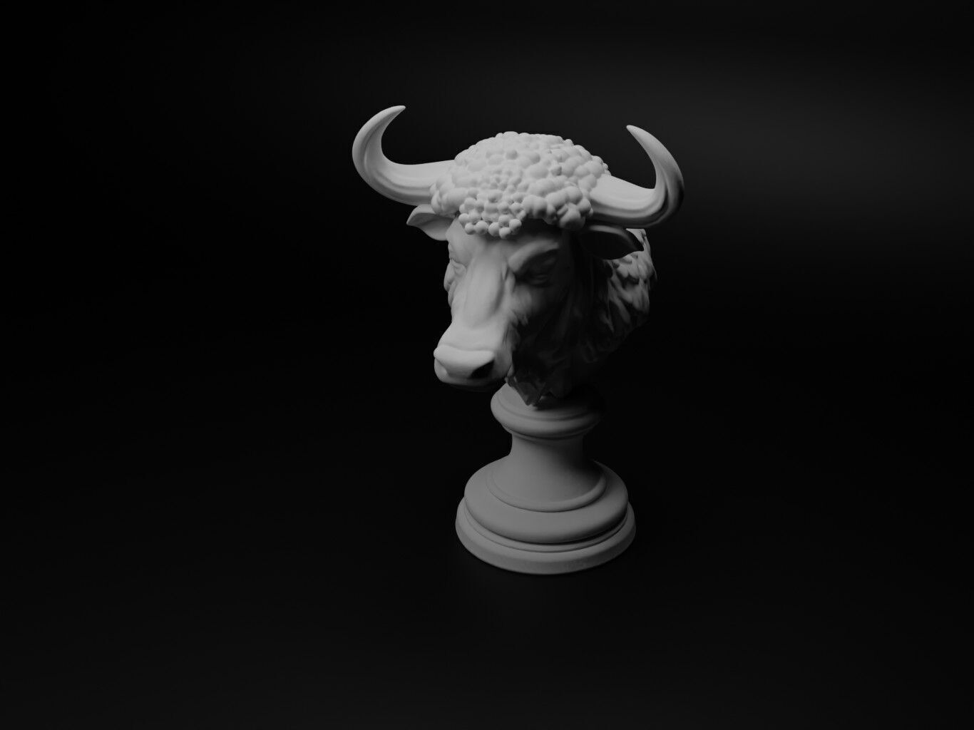 Buffalo Animal Bust Chess 3D print model_1
