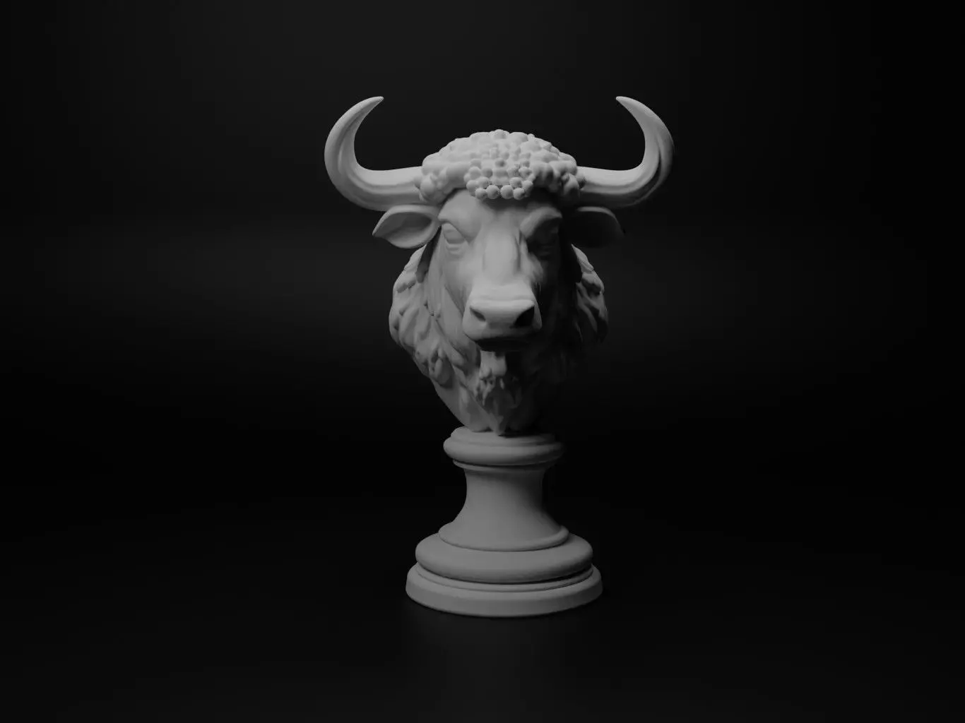Buffalo Animal Bust Chess 3D print model_0